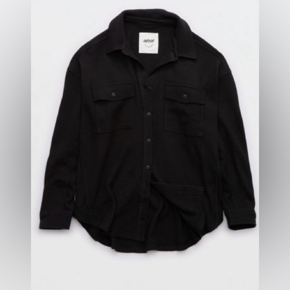 Aerie LumberJane Waffle Top Shirt Black Size M